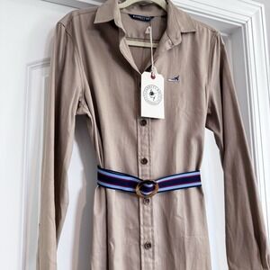 Jarrett Bay Women's Khaki Shirt Dress with Belt Size Medium 100% Cotton New NWT